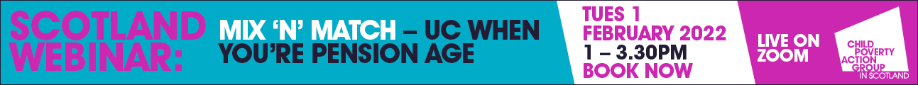 CPAG in Scotland webinar - Universal Credit when you're pension age - 1st February 1pm